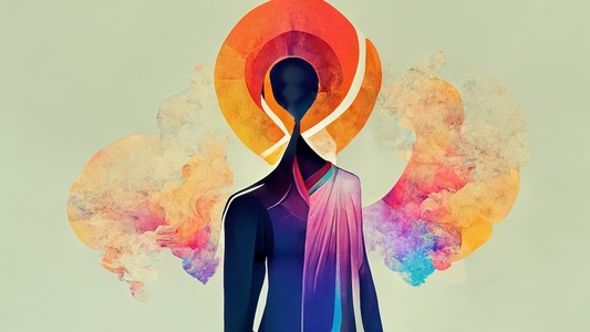 Abstract digital art human meditation enlightenment aura backgro