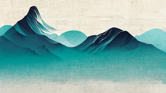 Minimal landscape digital art design  range of mountain in winte