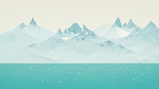 Minimal landscape digital art design  mountain and snow in winte