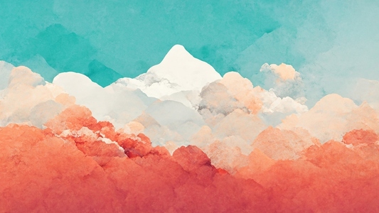 Minimal landscape digital art design  mountain and sky pastel co