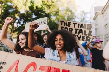 Multiethnic young people taking action against climate change