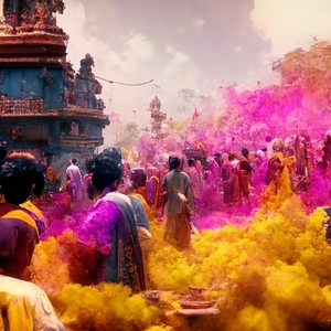 Hindu celebrating holi in India