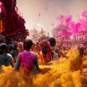 Hindu celebrating holi in India