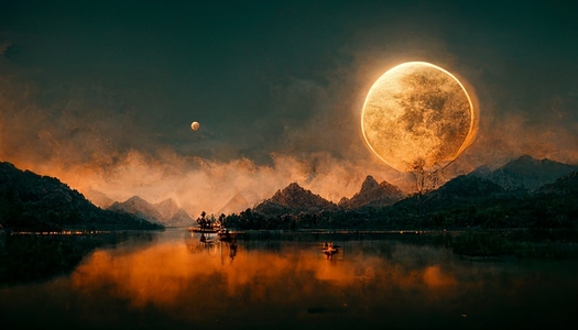 super moon over the lake