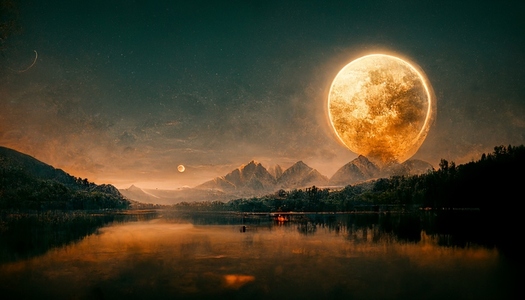 super moon over the lake