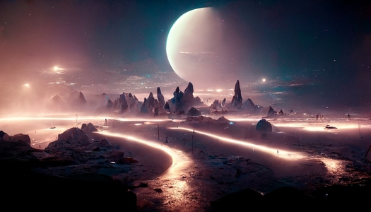 Futuristic fantasy alien night