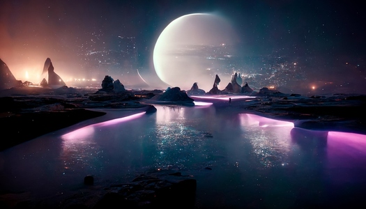 Futuristic fantasy alien night