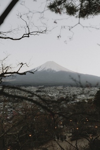 Scenic view Mount Fuji over city