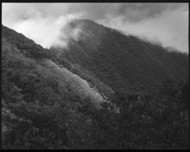 Scenic view Machu Picchu  ruins on mountainside