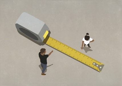 Couple with large tape measure