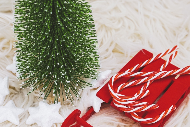 Colorful christmas backgorund with classic christmas toys decora