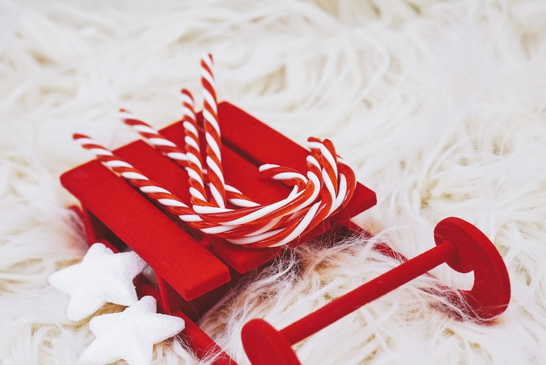 Colorful christmas backgorund with classic christmas toys decora