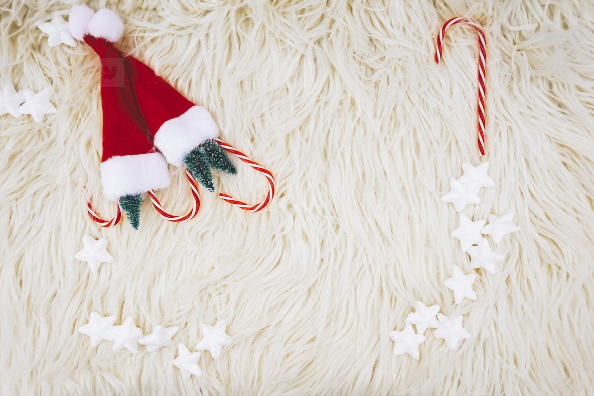 Colorful christmas images with santas hat christmas trees and s