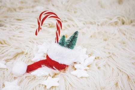 Colorful christmas images with santas hat  christmas trees and s