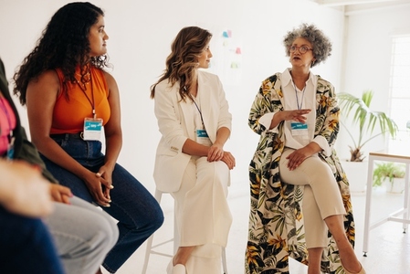 Diverse businesswomen having a discussion during a conference meeting