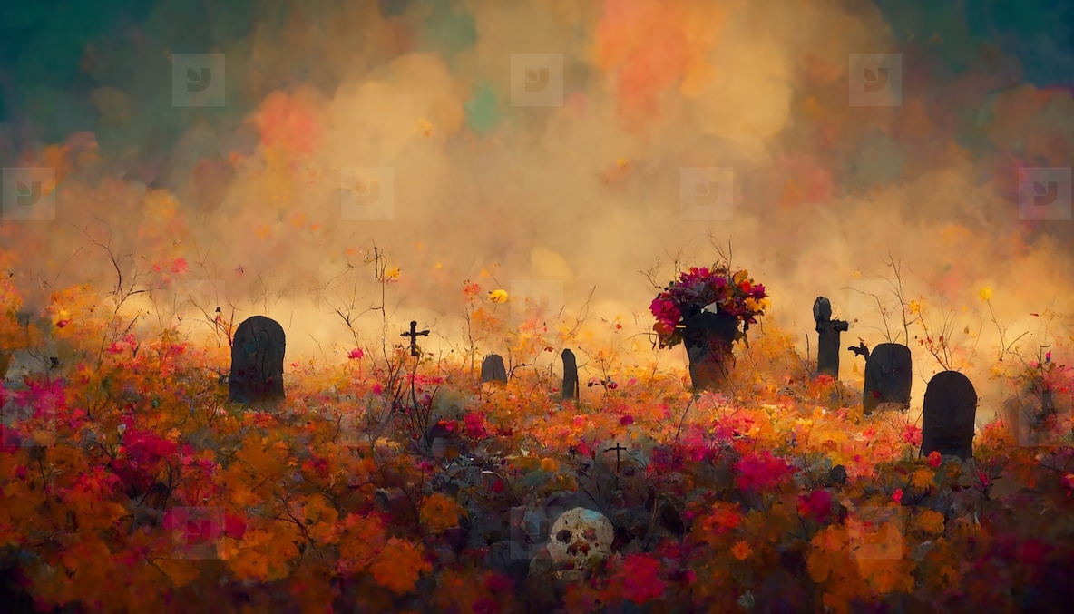 Colorful Dia de los muertos mexican holiday Day of Dead, Digital