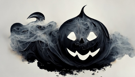 Halloween pumpkin horror and smoke in black and white background