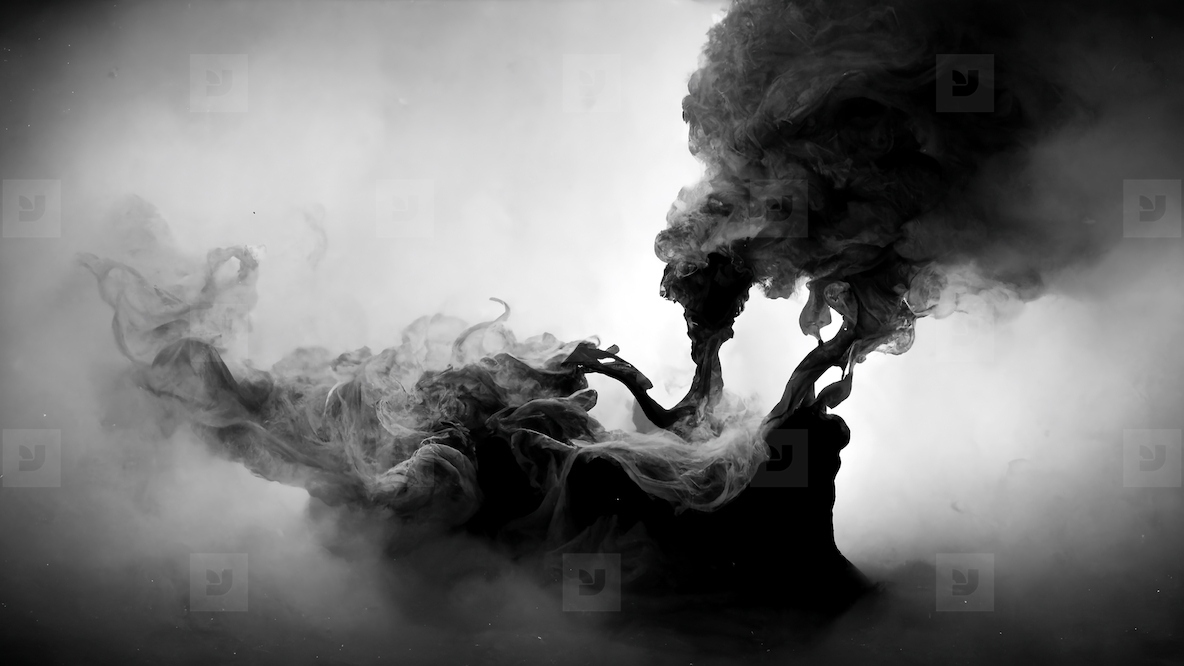 Abstract smoke in black and white background, digital art, hallo