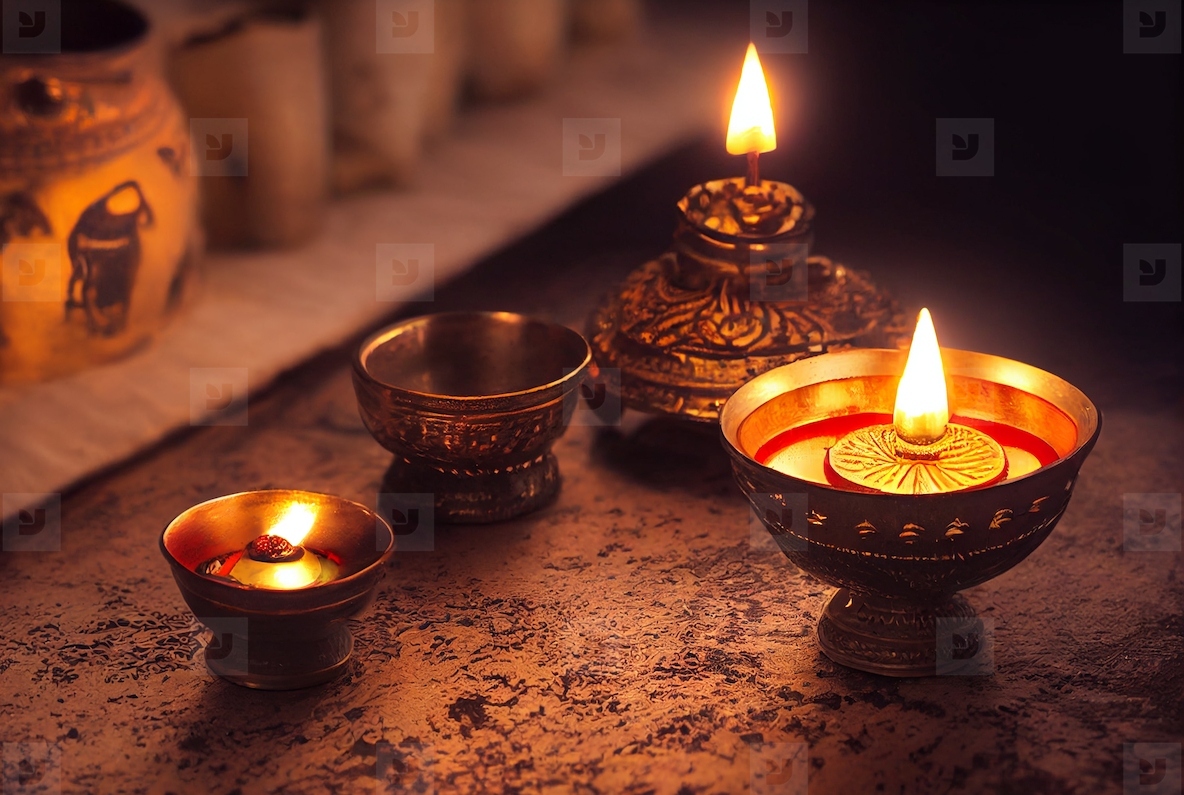 Happy Diwali festival of lights holiday background, illustration