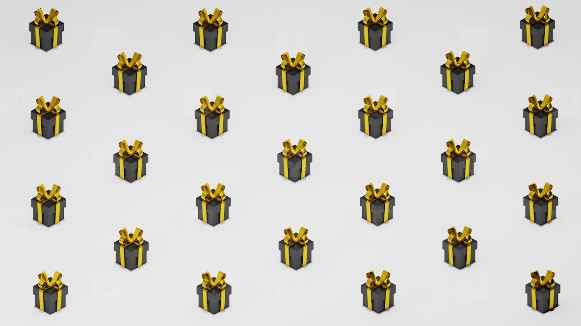 Many black gift boxes on a white background  3d render  3d illustration