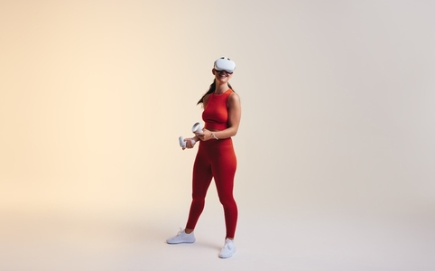 Female gamer enjoying a virtual reality experience