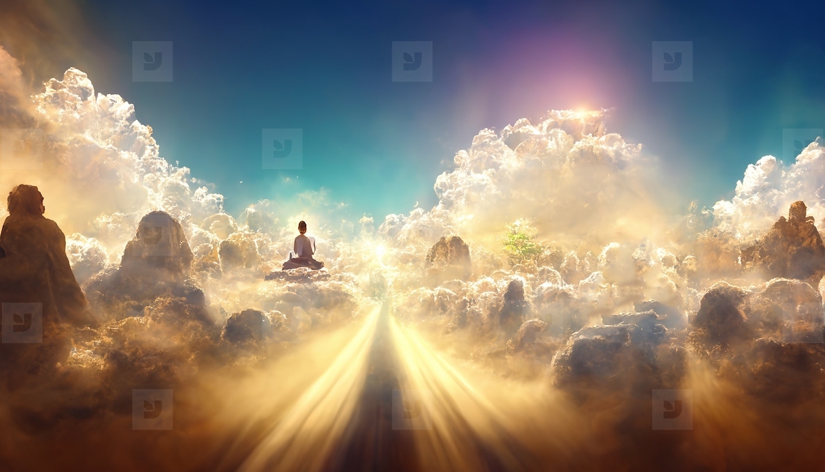 Abstract digital art meditation enlightenment god heaven backgro