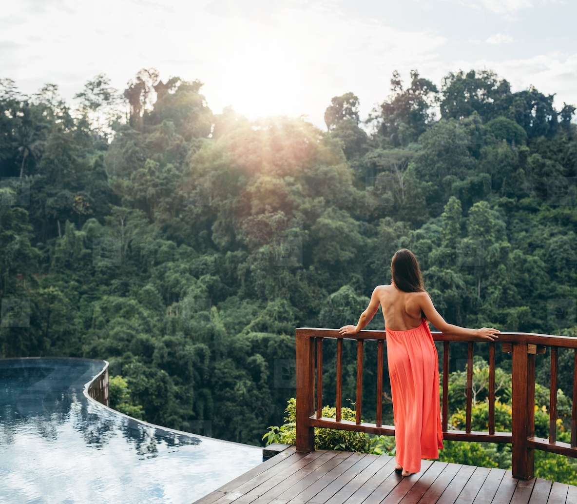 Relaxed woman looking at beautiful view