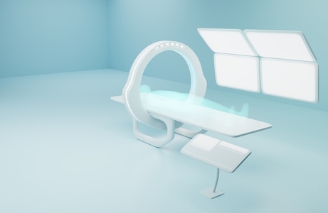 Futuristic X Ray machine  Concept of medical equipment in a hospital