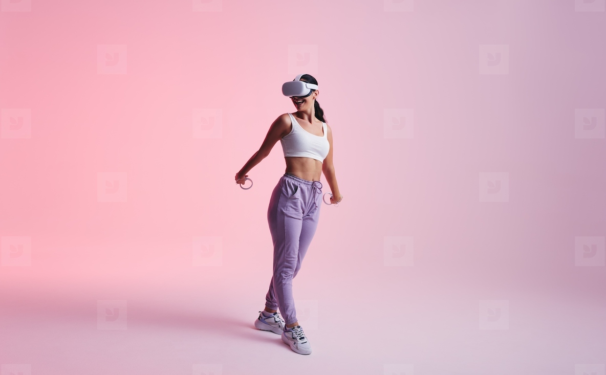 Woman having fun with virtual reality
