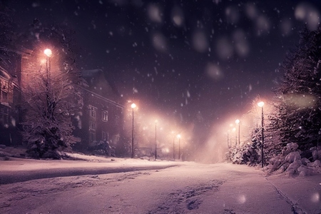 Landscape of snow storm winter background at night  digital art design