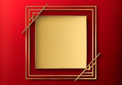 Chinese luxury frame background red and gold color with asian el