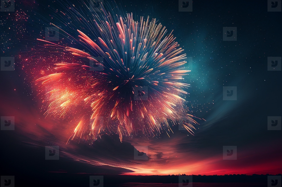 Abstract holiday concept colorful fireworks background, happy ne