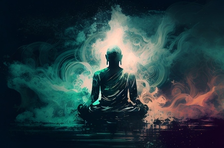 Abstract digital art meditation enlightenment background  illust