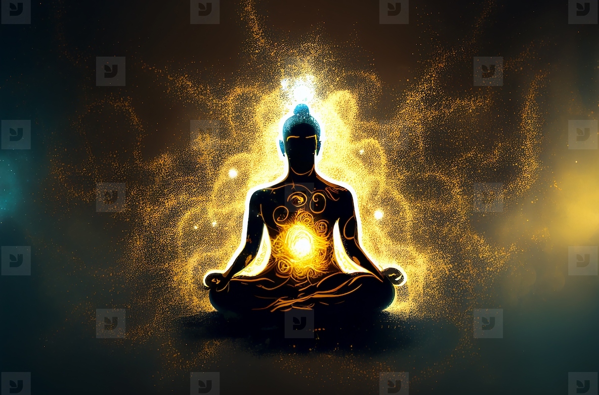 Abstract digital art meditation enlightenment background  illust