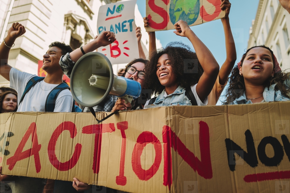 Multiethnic youth activists joining the global climate strike