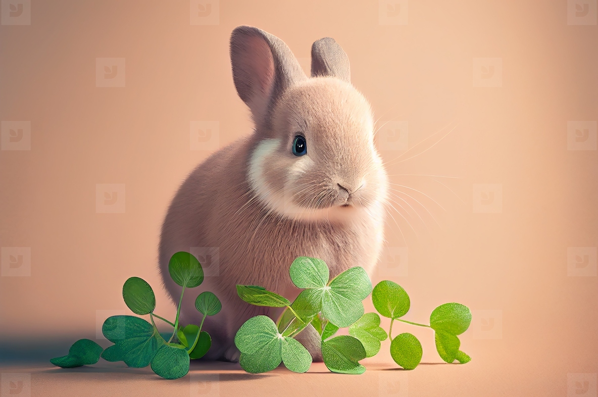 Bunny rabbit with clover
