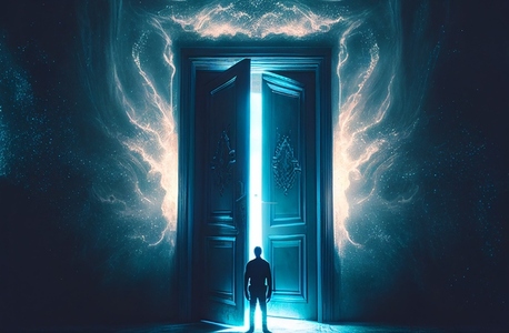 man standing in front of door