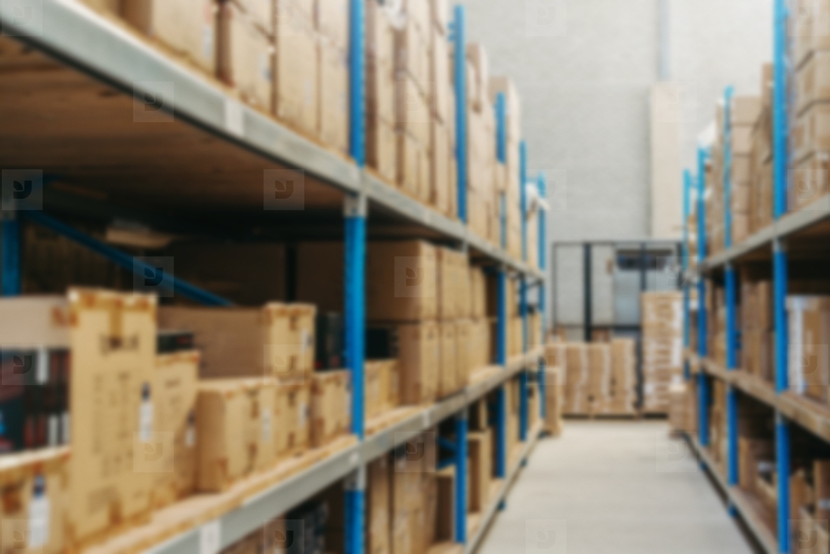 Blurred background of a distribution warehouse