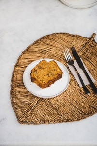 Slice of banana bread for breakfast in plate in cafe