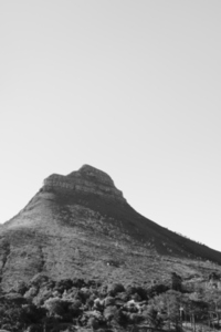 Black and white photo of a Lions Head mountain
