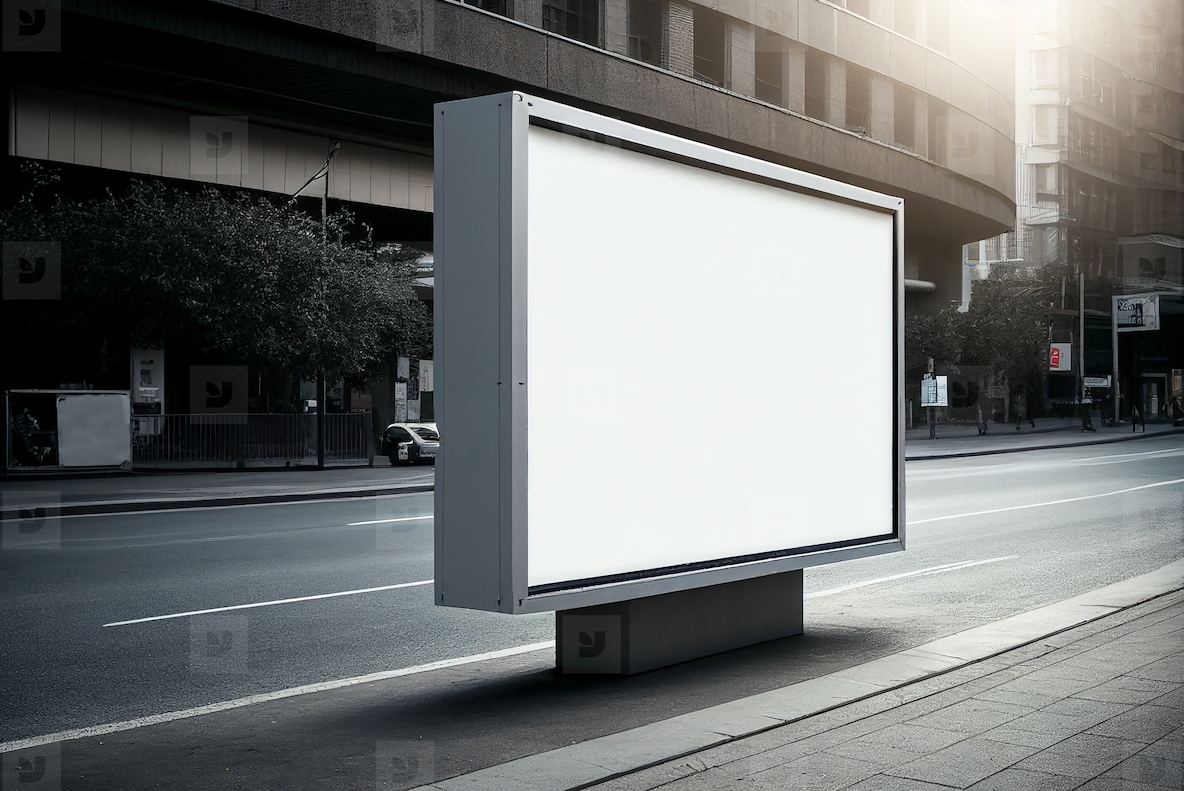 Blank billboard mock up in city