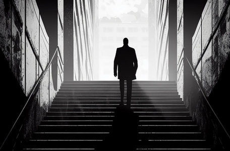 businessman climbing stairs