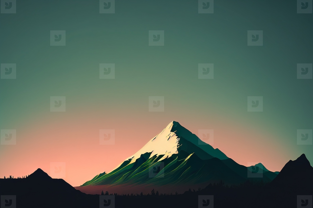 Minimal landscape digital art design, range of mountain in tranq