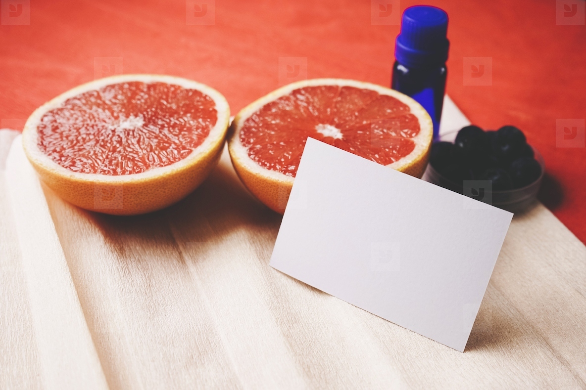 Product image of a business card mockup for organic cosmetics bu