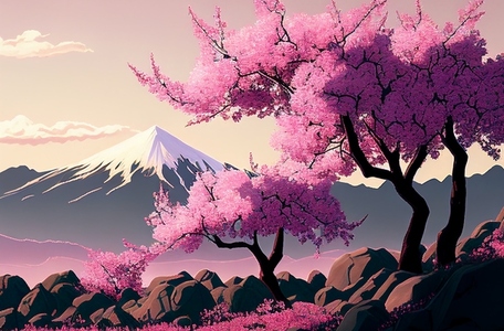 Spring blossom landscape