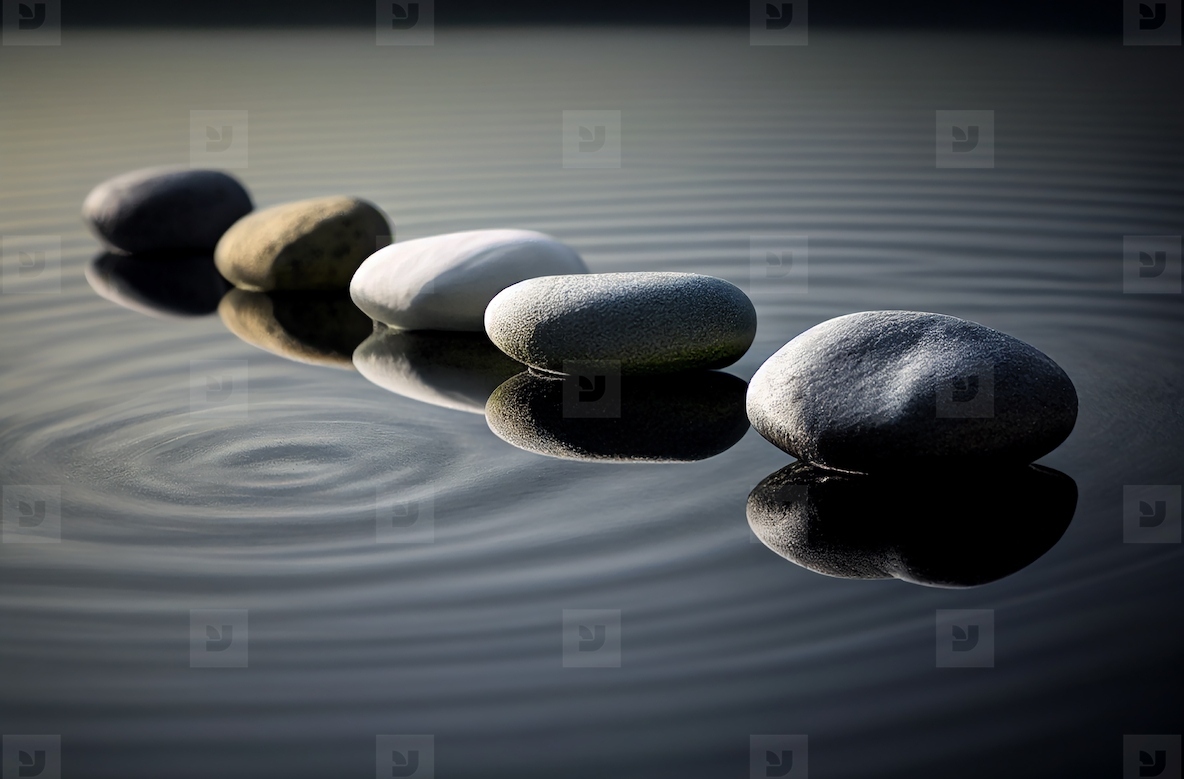 Zen stones with lines on natural