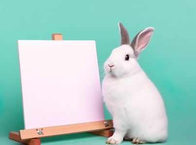 Bunny rabbit with whiteboard