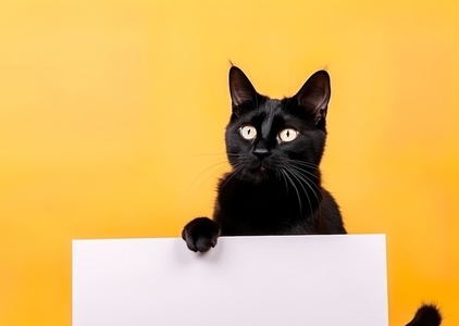 black cat holding whiteboard