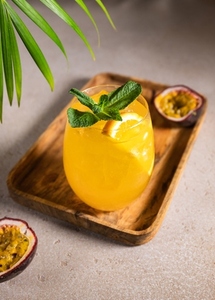 Cold passion fruit cocktail with