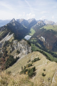 Scenic majestic view sunny Hoher Kasten mountain range